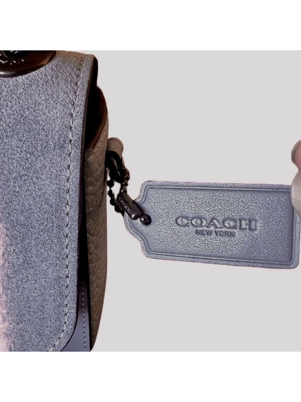 Coach Madison Shoulder Bag 16 Granite Gray Suede & Leather Gunmetal C0801 NWOT - Picture 11 of 13